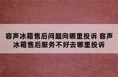 容声冰箱售后问题向哪里投诉 容声冰箱售后服务不好去哪里投诉